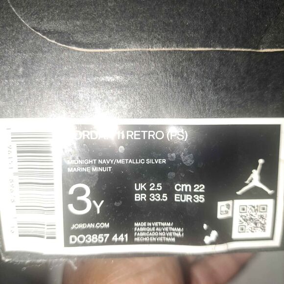 Nike Air Jordan 11 Retro Midnight Navy Velvet Preschool DO3857-441 US Size 3Y - Picture 7 of 7